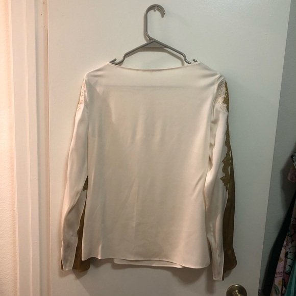 Elie Tahari Ivory Gold Silk Blouse Top - Picture 2 of 6